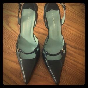 Women’s black leather heels